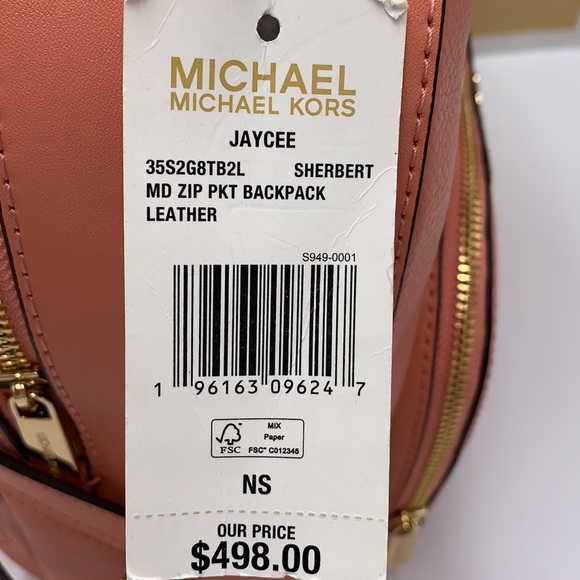 MICHAEL KORS
Jaycee Medium zip pocket Pebbled Leather Backpack Sherbert color - Picture 16 of 16
